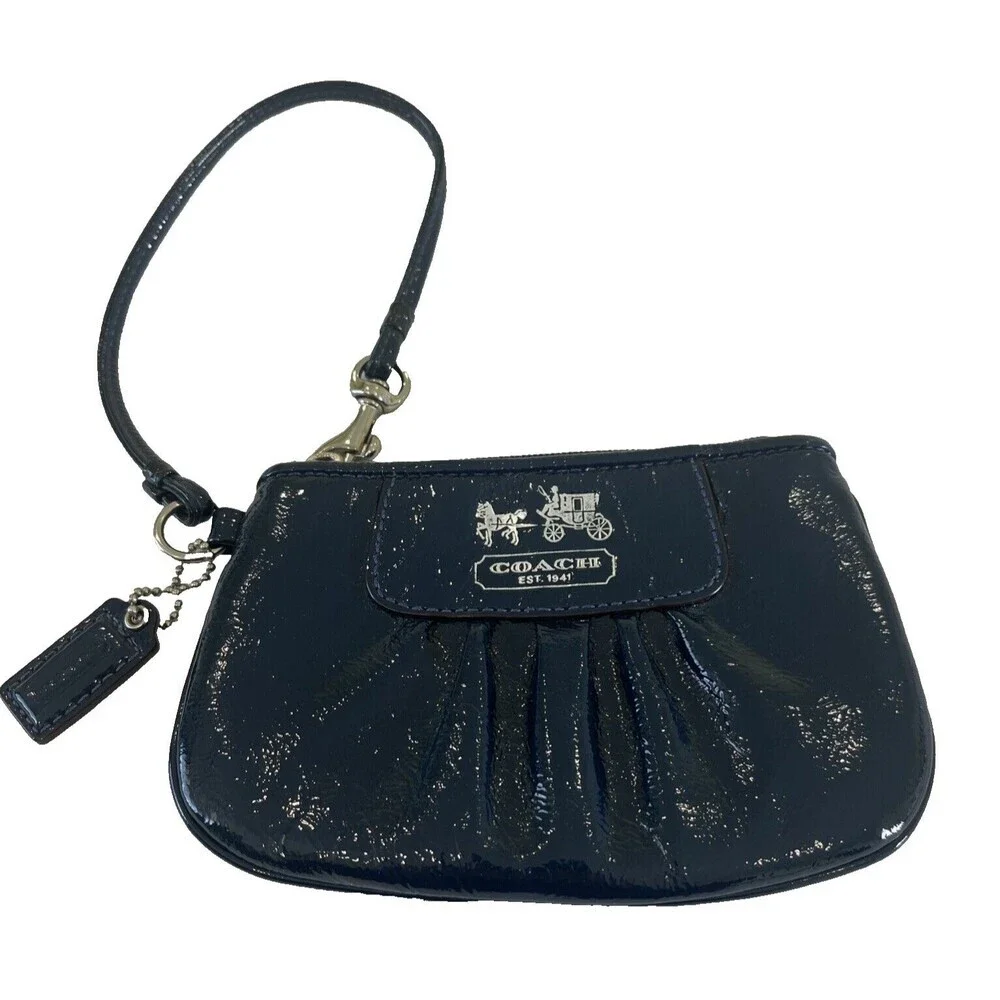 Coach Wristlet Clutch Small Blue Stagecoach